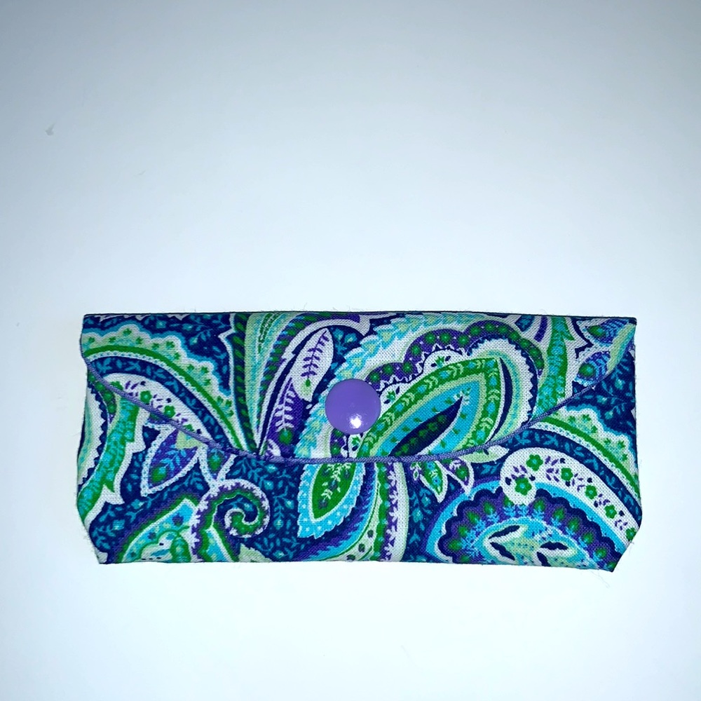 HAND CRAFTED Fabric Lipstick Cozy  Purse Colorful Paisley Pocket Accessory - Picture 4 of 5